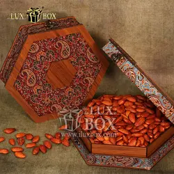 جعبه آجیل خشکبار پذیرایی ترمه چوبی لوکس باکس  کد LBL013-B