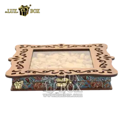 جعبه آجیل خشکبار پذیرایی ترمه چوبی لوکس باکس کد LBL060