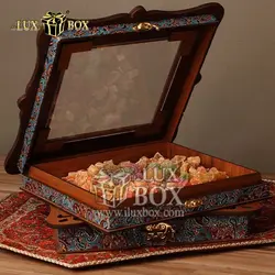 جعبه آجیل خشکبار پذیرایی ترمه چوبی لوکس باکس کد LBL060