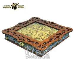 جعبه آجیل خشکبار پذیرایی ترمه چوبی لوکس باکس کد LBL060