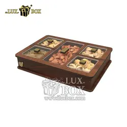 جعبه پذیرایی آجیل و خشکبار چوبی لوکس باکس کد LB22-1