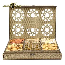 جعبه کادو آجیل خشکبار  پذیرایی چوبی لوکس باکس کد LB022