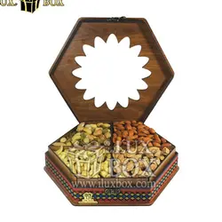 جعبه چوبی پذیرایی آجیل و خشکبار لوکس باکس کد LB040