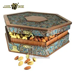 جعبه آجیل خشکبار پذیرایی ترمه چوبی لوکس باکس کد LB013