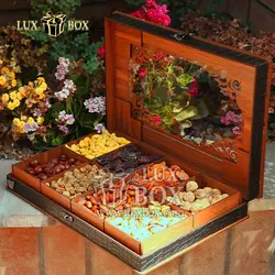 جعبه آجیل خشکبار پذیرایی  چرم چوبی لوکس باکس کد LB045