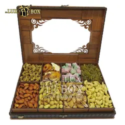 جعبه آجیل خشکبار پذیرایی  چرم چوبی لوکس باکس کد LB045