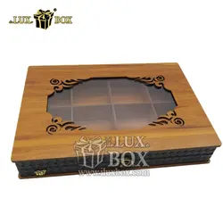 جعبه آجیل خشکبار پذیرایی  چرم چوبی لوکس باکس کد LB045