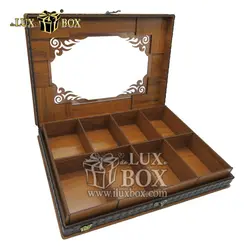 جعبه آجیل خشکبار پذیرایی  چرم چوبی لوکس باکس کد LB045