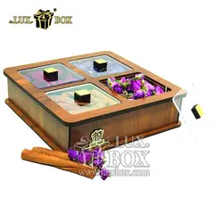 جعبه دمنوش پذیرایی چای کیسه ای تی بگ چوبی لوکس باکس کد LB18-0