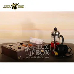 جعبه دمنوش پذیرایی تی بگ دستمال کاغذی چوبی لوکس باکس  LB12-1