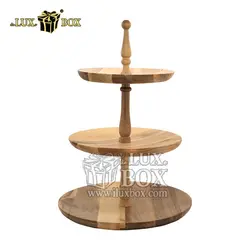ظرف شیرینی خوری چوبی پایه دار سه طبقه لوکس باکس کد LB473