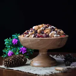ظرف پذیرایی آجیل خوری چوبی پایه دار سایز متوسط لوکس باکس کد LBM460