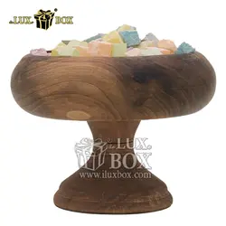 ظرف شکلات خوری پایه دار چوبی دست ساز لوکس باکس کد LBL461
