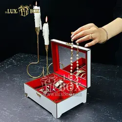 جعبه جواهرات طلا ساعت هدیه چوبی لوکس باکس کد LB304-W