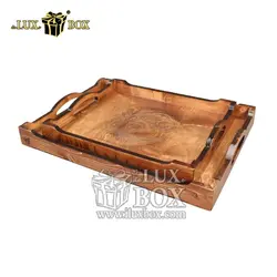 ست سینی پذیرایی چوبی 2عددی طرح حکی لوکس باکس LBS503