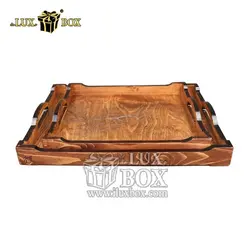 ست سینی پذیرایی چوبی 2عددی طرح حکی لوکس باکس LBS504