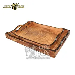 ست سینی پذیرایی چوبی 2عددی طرح حکی لوکس باکس LBS504