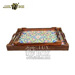 ست سینی پذیرایی چوبی 2عددی طرح چاپی لوکس باکس LBS555