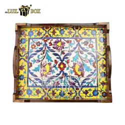 سینی چوبی سنتی پذیرایی طرح کاشی لوکس باکس کد LBL551