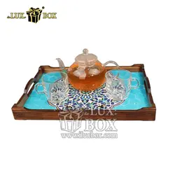 سینی چوبی سنتی مستطیل طرح شمسه لوکس باکس کد LB556