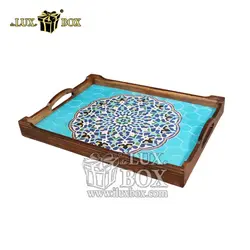 سینی چوبی سنتی مستطیل طرح شمسه لوکس باکس کد LB556