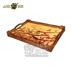 سینی چوبی سنتی مستطیل طرح شعر لوکس باکس کد LB554