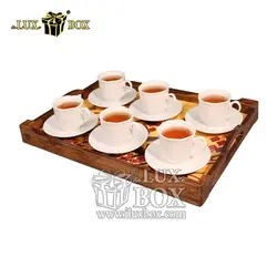 سینی چوبی سنتی مستطیل طرح شعر لوکس باکس کد LB554