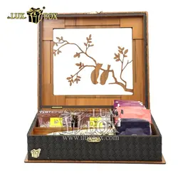 جعبه دمنوش پذیرایی چای کیسه ای تی بگ چرم چوبی لوکس باکس کد LB64