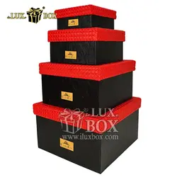 جعبه کادویی هاردباکس مقوایی چرم 4 سایز مدل مربع کد LB248