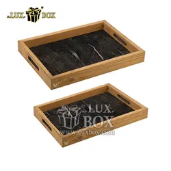 سینی پذیرایی چوبی طرح ماربل لوکس باکس کد LBL560