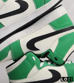 کفش کتانی مردانه نیم ساق سفید سبز نایک AirJordan مدل 3167