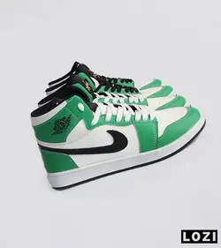 کفش کتانی مردانه نیم ساق سفید سبز نایک AirJordan مدل 3167