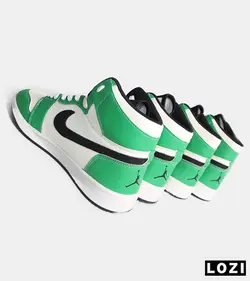 کفش کتانی مردانه نیم ساق سفید سبز نایک AirJordan مدل 3167