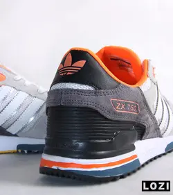 کفش کتانی مردانه طوسی سفید نارنجی آدیداس adidas ZX 750 مدل 3323
