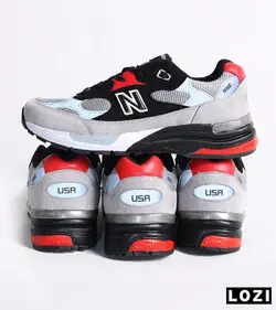 کفش کتانی مردانه طوسی قرمز نیوبالانس New Balance 992 مدل 3298