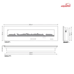 شومینه برقی باریک اچ بی مدل HB-ID6838-200