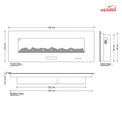 شومینه برقی مدرن اچ بی مدل HB-ID6838-150
