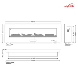 شومینه برقی دیواری اچ بی مدل ID6838-160