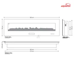 شومینه برقی باریک اچ بی مدل HB-ID6838-180
