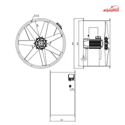 فن آکسیال سیلندری 4500 وات نمره 90 دمنده مدل DAMP-KN140-4T-900-30deg