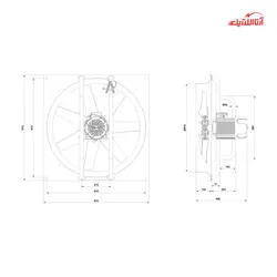 هواکش صنعتی آکسیال نمره 80 دمنده مدل DVMP-KN100-4T-800