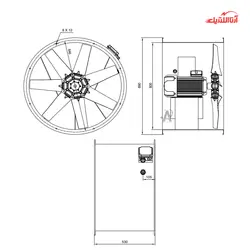 فن آکسیال سیلندری 1800 وات نمره 80 دمنده مدل DAMP-KN100-6T-800-45deg