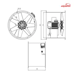 فن آکسیال سیلندری 2800 وات نمره 71 دمنده مدل DAMP-KN100-4T-710-40deg