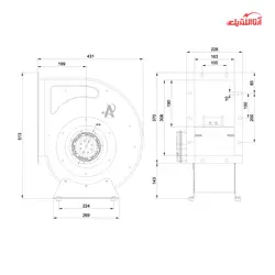 سانتریفیوژ بکوارد 190 وات تک فاز نمره 25 دمنده مدل BEB-25/7A2S