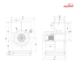 سانتریفیوژ سه فاز یک‌طرفه بکوارد نمره 45 دمنده مدل BIB-45/14-DN90-4T