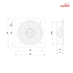 هواکش صنعتی دمنده مدل آکسیال طرح آلمان VIF-25V2S مربع