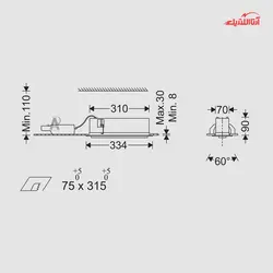 چراغ LED توکار 24 وات زاویه‌پذیر یک ردیفه مازی نور مدل لومیلد