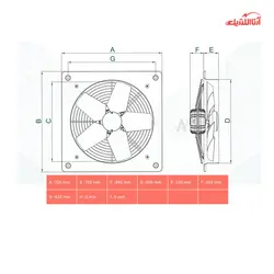هواکش صنعتی نمره 60 دمنده مدل فلزی سبک VID-60D4T