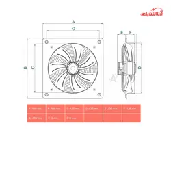 هواکش ایلکای نمره 60 دمنده تک فاز مدل هفت پر فلزی با قاب دمنده VIK-60G6S