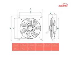 هواکش ایلکای نمره 60 دمنده تک فاز مدل هفت پر فلزی با قاب دمنده VIK-60G4S